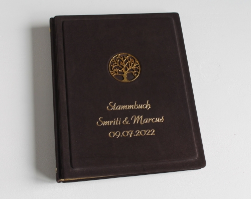 Stammbuch "Goldene Lebensbaum" aus braunem Büffelleder, DIN A5